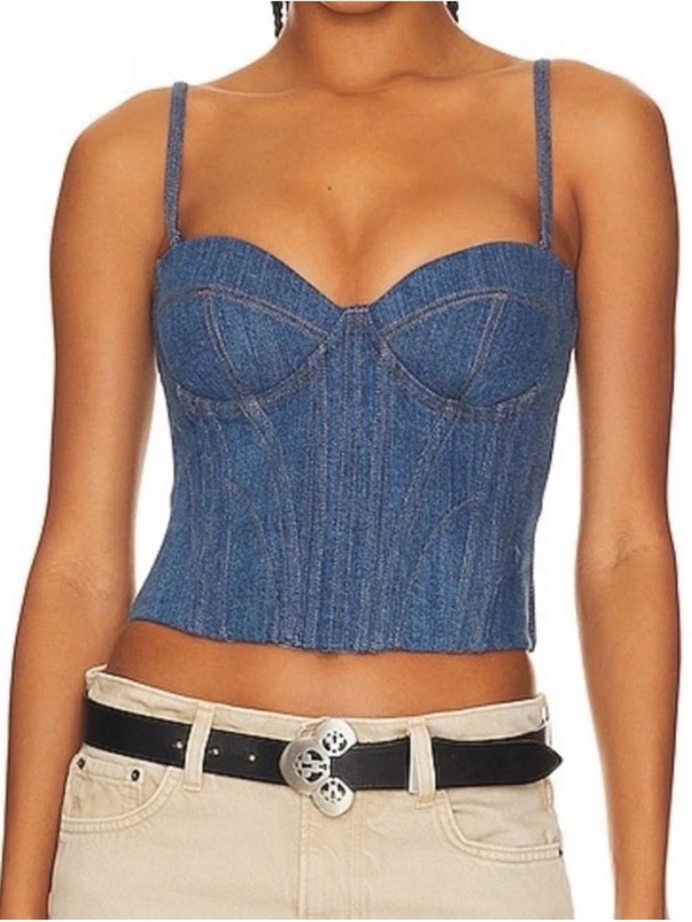 Fleur Du Mal Denim Bustier Top - Size 0